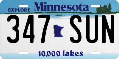 MN license plate 347SUN