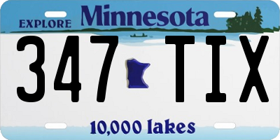 MN license plate 347TIX