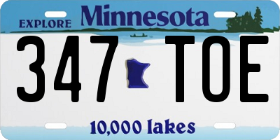 MN license plate 347TOE