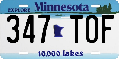 MN license plate 347TOF