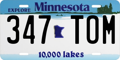 MN license plate 347TOM