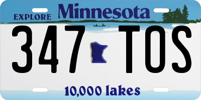 MN license plate 347TOS