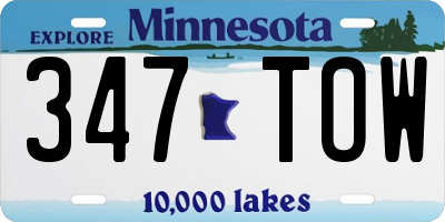 MN license plate 347TOW