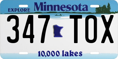 MN license plate 347TOX