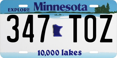 MN license plate 347TOZ