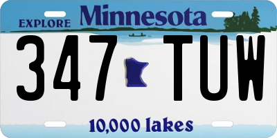 MN license plate 347TUW