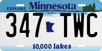 MN license plate 347TWC