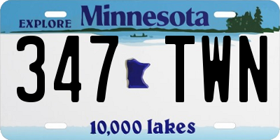 MN license plate 347TWN