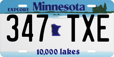 MN license plate 347TXE