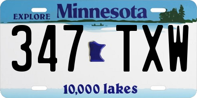 MN license plate 347TXW