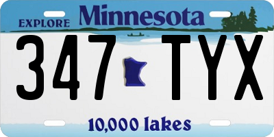 MN license plate 347TYX