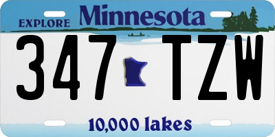 MN license plate 347TZW