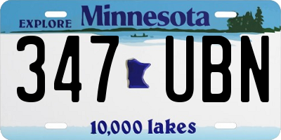 MN license plate 347UBN