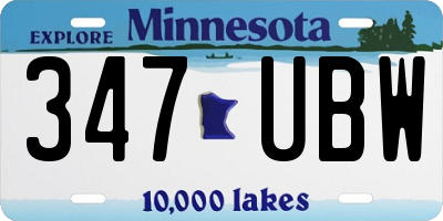 MN license plate 347UBW