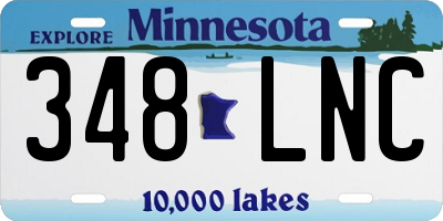 MN license plate 348LNC