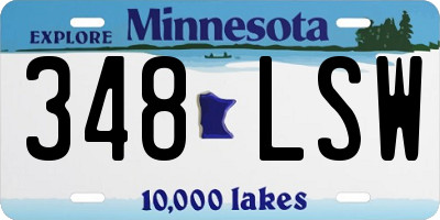 MN license plate 348LSW