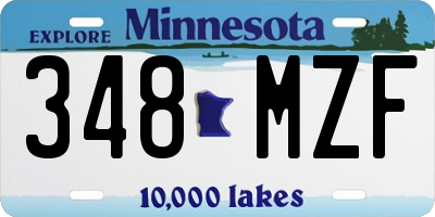 MN license plate 348MZF