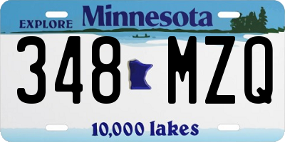 MN license plate 348MZQ