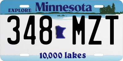 MN license plate 348MZT