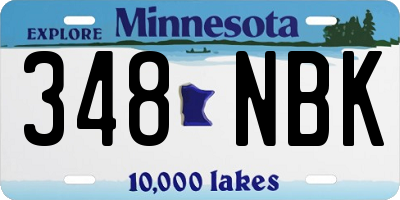 MN license plate 348NBK