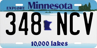 MN license plate 348NCV