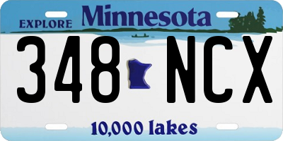 MN license plate 348NCX