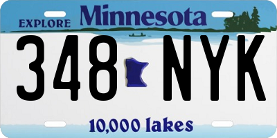 MN license plate 348NYK
