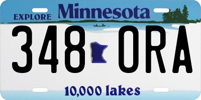 MN license plate 348ORA