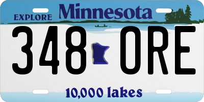 MN license plate 348ORE