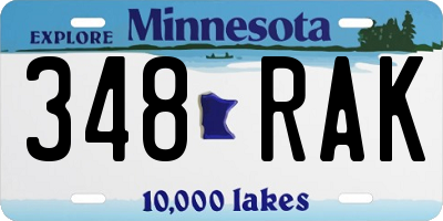 MN license plate 348RAK