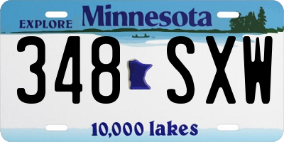MN license plate 348SXW