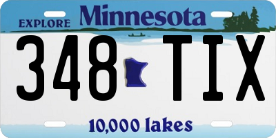 MN license plate 348TIX