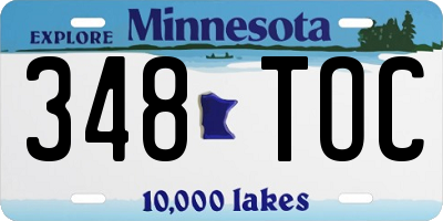 MN license plate 348TOC