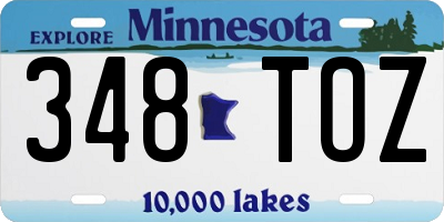 MN license plate 348TOZ