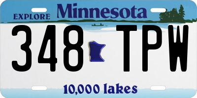 MN license plate 348TPW