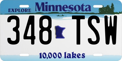 MN license plate 348TSW