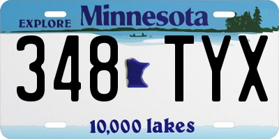 MN license plate 348TYX