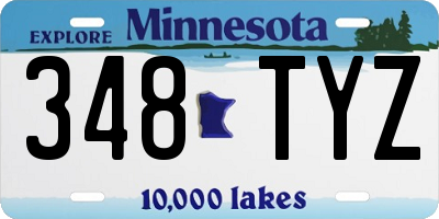 MN license plate 348TYZ
