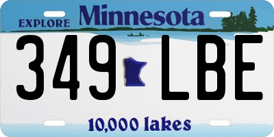 MN license plate 349LBE