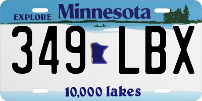 MN license plate 349LBX