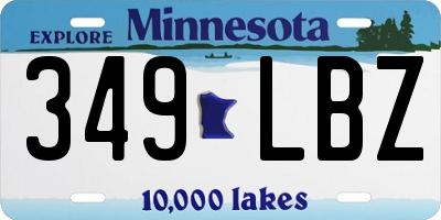 MN license plate 349LBZ