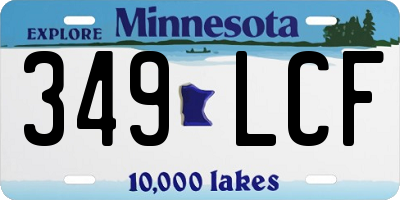 MN license plate 349LCF