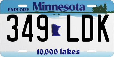 MN license plate 349LDK