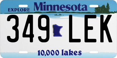 MN license plate 349LEK