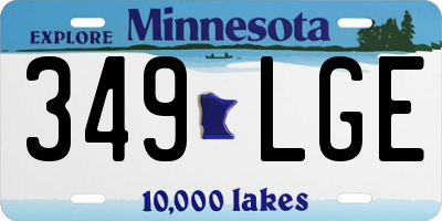 MN license plate 349LGE