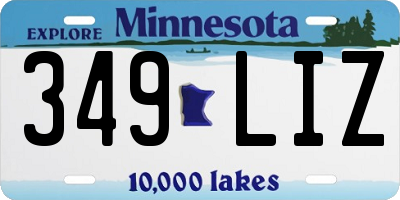 MN license plate 349LIZ