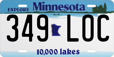 MN license plate 349LOC
