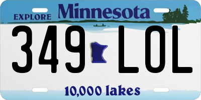 MN license plate 349LOL