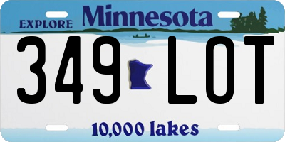 MN license plate 349LOT