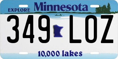 MN license plate 349LOZ